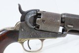c1856 mfr GUSTAVE YOUNG Engraved COLT Model 1849 .31 Revolver Cased Antique BRASS MOLD, ELEY CAP TIN, & SILVER EAGLE FLASK - 23 of 24