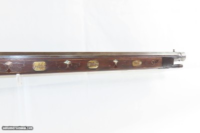 ORNATE MATCHLOCK ARQUEBUSE Inlaid Horn Mother of Pearl .79 Engraved Antique With Depictions of Castles, Mounted Knights & Arquebusiers - Image 5 of 14