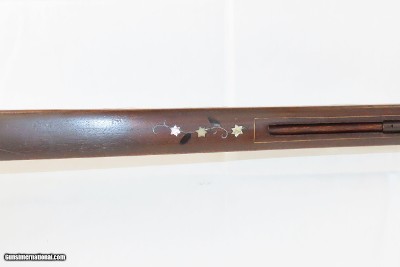 ORNATE MATCHLOCK ARQUEBUSE Inlaid Horn Mother of Pearl .79 Engraved Antique With Depictions of Castles, Mounted Knights & Arquebusiers - Image 11 of 14