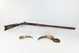 OHIO VALLEY Antique LEVI BIDDLE Half-Stock Percussion American LONG RIFLEWith TWO POWDER HORNS and an N. ASHMORE LOCK - 2 of 21
