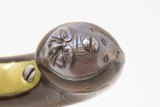 1783 SILVER HALLMARKED FLINTLOCK PISTOL by WHEELER Thomas Jefferson Antique Brass Queen Anne Style Boxlock with Silver Mask & Inlay - 14 of 19