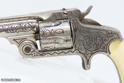ENGRAVED NICKEL & IVORY SMITH & WESSON .38 Single Action RevolverAntique Low 4-Digit Serial Number S&W Made Circa 1877 - Image 4 of 18