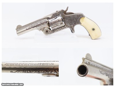ENGRAVED NICKEL & IVORY SMITH & WESSON .38 Single Action Revolver
Antique Low 4-Digit Serial Number S&W Made Circa 1877