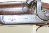 PRESTON, ENGLAND JAMES BURROW 12 Gauge SxS Percussion SHOTGUN BRITISH Antique DAMASCUS BARRELS, ENGRAVING, BLACK POWDER - 6 of 23