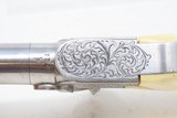 CASED BRACE of IVORY GRIPPED .44 Pistols Matched Pair Twins Belgium Antique FINE Mid-1800s Pistols with FOLDING TRIGGERS - 16 of 25