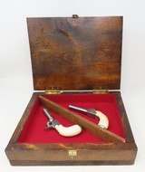 CASED BRACE of IVORY GRIPPED .44 Pistols Matched Pair Twins Belgium Antique FINE Mid-1800s Pistols with FOLDING TRIGGERS - 3 of 25