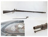 c1836ELI WHITNEY US Model 1816/22 FLINTLOCK Musket .69 NEW HAVENAntique One of 24,000 Muskets Produced, with SOCKET BAYONET