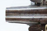 Carved Stock FRENCHAntiqueFLINTLOCK DOUBLE BARREL .40 Caliber 3” Pistol c1800 “Life Preserver” - 3 of 12
