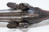 Carved Stock FRENCHAntiqueFLINTLOCK DOUBLE BARREL .40 Caliber 3” Pistol c1800 “Life Preserver” - 2 of 12