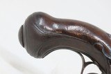 Carved Stock FRENCHAntiqueFLINTLOCK DOUBLE BARREL .40 Caliber 3” Pistol c1800 “Life Preserver” - 9 of 12