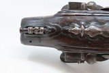 Carved Stock FRENCHAntiqueFLINTLOCK DOUBLE BARREL .40 Caliber 3” Pistol c1800 “Life Preserver” - 7 of 12