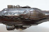 Carved Stock FRENCHAntiqueFLINTLOCK DOUBLE BARREL .40 Caliber 3” Pistol c1800 “Life Preserver” - 6 of 12