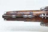 Antique European FLINTLOCK Pistol DOUBLE BARREL Side by Side SxS .54 Caliber Likely French Twin Barreled Sidearm - 10 of 15