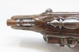 Early-1800 ENGRAVED & CARVED French FLINTLOCK Pocket Pistol Panoply Antique Short Range SELF DEFENSE Pistol - 12 of 16