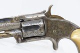 ENGRAVED, MOTHER OF PEARL SMITH & WESSON No. 1-1/2 .32 Revolver S&W Antique c1870s Ornate Pocket Sidearm - 4 of 17