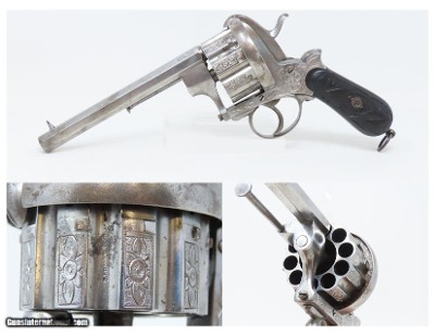LARGE 10-SHOT 11MM PINFIRE JOSEPH CHAINEUX BREVETE Revolver
c1860s Antique Mid-19th Century HIGH CAPACITY Revolver