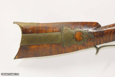 CHAMBERSBURG SCHOOL PENNSYLVANIA LONG RIFLE ABRAHAM SCHWEITZER .50Antique Franklin County, PA Striped Maple Stock Silver Eagle - Image 3 of 22
