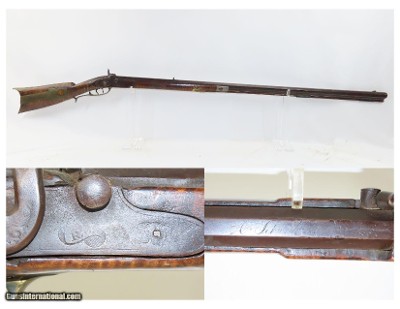 CHAMBERSBURG SCHOOL PENNSYLVANIA LONG RIFLE ABRAHAM SCHWEITZER .50
Antique Franklin County, PA Striped Maple Stock Silver Eagle