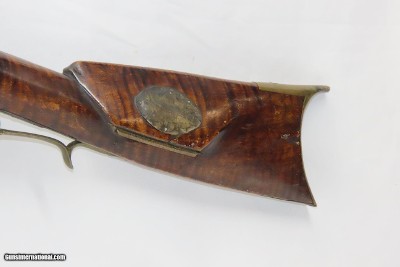 CHAMBERSBURG SCHOOL PENNSYLVANIA LONG RIFLE ABRAHAM SCHWEITZER .50Antique Franklin County, PA Striped Maple Stock Silver Eagle - Image 18 of 22