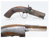 DURS EGG SIDEHAMMER .66 MANSTOPPER Pistol Belt Hook DAMASCUS BARREL Antique c1850 LARGE BORE Concealable Pistol - 1 of 18