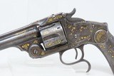 GOLD DAMASCENE SMITH & WESSON .44 RUSSIAN Revolver S&W c1870s 7 1/4”Antique Unique Custom Floral Scroll Inlays - 4 of 16