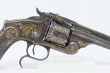 GOLD DAMASCENE SMITH & WESSON .44 RUSSIAN Revolver S&W c1870s 7 1/4”Antique Unique Custom Floral Scroll Inlays - 15 of 16