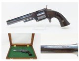 c1866 SMITH & WESSON No. 2 Old Army .32 HAYES HICKOK WILD WESTAntique S&W Fine Blue & Casecolor Finish with Glass Top Display Case - 1 of 18