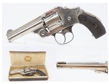 ORIGINAL BOX Antique SMITH & WESSON .38 S&W Safety Hammerless DA Revolver
VERY NICE Top Break 2nd Model with NICKEL FINISH - 1 of 20