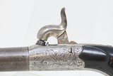 BRACE of ENGRAVED DAMASCUS Barrel POCKET Pistols 50 Boxlock Belgian Antique EBONY GRIPPED, FOLDING TRIGGER 1800s - 5 of 25