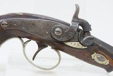 ENGRAVED Antique Belgian DERINGER .38 Percussion Pistol RIVERBOAT GAMBLERCALIFORNIA GOLD RUSH Era Pistol w/SILVER INLAYS - 4 of 17