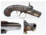 ENGRAVED Antique Belgian DERINGER .38 Percussion Pistol RIVERBOAT GAMBLERCALIFORNIA GOLD RUSH Era Pistol w/SILVER INLAYS - 1 of 17