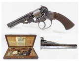 BEAUTIFULLY ENGRAVED, Cased JAMES BEATTIE Revolver English Antique Early Double Action Percussion Revolver