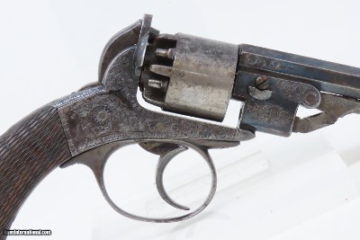 BEAUTIFULLY ENGRAVED, Cased JAMES BEATTIE Revolver English Antique Early Double Action Percussion Revolver - Image 22 of 23