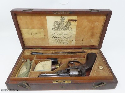 BEAUTIFULLY ENGRAVED, Cased JAMES BEATTIE Revolver English Antique Early Double Action Percussion Revolver - Image 2 of 23