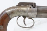 GOLD RUSH Era ALLEN & THURBER Antique WORCHESTER Period PEPPERBOX RevolverENGRAVED First DA Revolving Percussion Pistol - 17 of 18