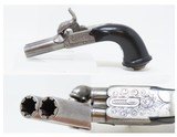 ENGRAVED Antique EUROPEAN Boxlock .38 DOUBLE BARREL SxS Percussion PistolMid-1800s CENTERHAMMER Coat/Belt Pistol - 1 of 16