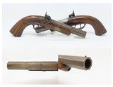 BRACE of LARGE BORE PISTOLS DAMASCUS BARRELS .68 Matched Pair 1800s Antique With Octagonal Barrels, Carved Stocks