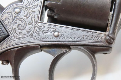 ADAMS Patent POCKET Revolver ANCION & CIE Belgium .32 Antique ENGRAVED Early Double Action Only Revolver - Image 15 of 19