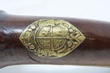 Spanish PATILLA MIQUELET Flintlock .69 Caliber PISTOL with Family Crest Antique Large Martial Pistol with Belt Hook - 8 of 19