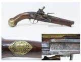 Spanish PATILLA MIQUELET Flintlock .69 Caliber PISTOL with Family Crest Antique Large Martial Pistol with Belt Hook - 1 of 19