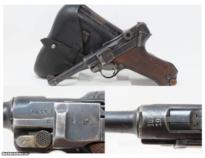 1918/1920 WORLD WAR I ERFURT Luger Double Date 9x19mm GERMAN POLICE 1920-30s Prussian Police Sidearm w/ Holster