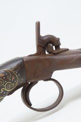 DUCKFOOT Ornate FOUR Barrel Pistol .32 Caliber PIRATE Mediterranean Antique Volley Pistol with Belthook & Inlaid Grips! - 16 of 19