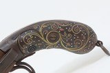 DUCKFOOT Ornate FOUR Barrel Pistol .32 Caliber PIRATE Mediterranean Antique Volley Pistol with Belthook & Inlaid Grips! - 3 of 19