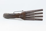 DUCKFOOT Ornate FOUR Barrel Pistol .32 Caliber PIRATE Mediterranean Antique Volley Pistol with Belthook & Inlaid Grips! - 18 of 19