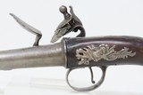 Antique QUEEN ANNE Flintlock Pistol GROTESQUE Mask SILVER MOUNTED & Inlaid .56 Caliber Long Barrel 8 3/4” - 15 of 16