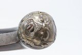 Antique QUEEN ANNE Flintlock Pistol GROTESQUE Mask SILVER MOUNTED & Inlaid .56 Caliber Long Barrel 8 3/4” - 10 of 16
