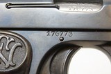 FABRIQUE NATIONALE Model 1910 Semi-Automatic 7.65mm Cal. C&R Pocket PistolVERY NICE Pre-WWII John Moses Browning Design - 15 of 19