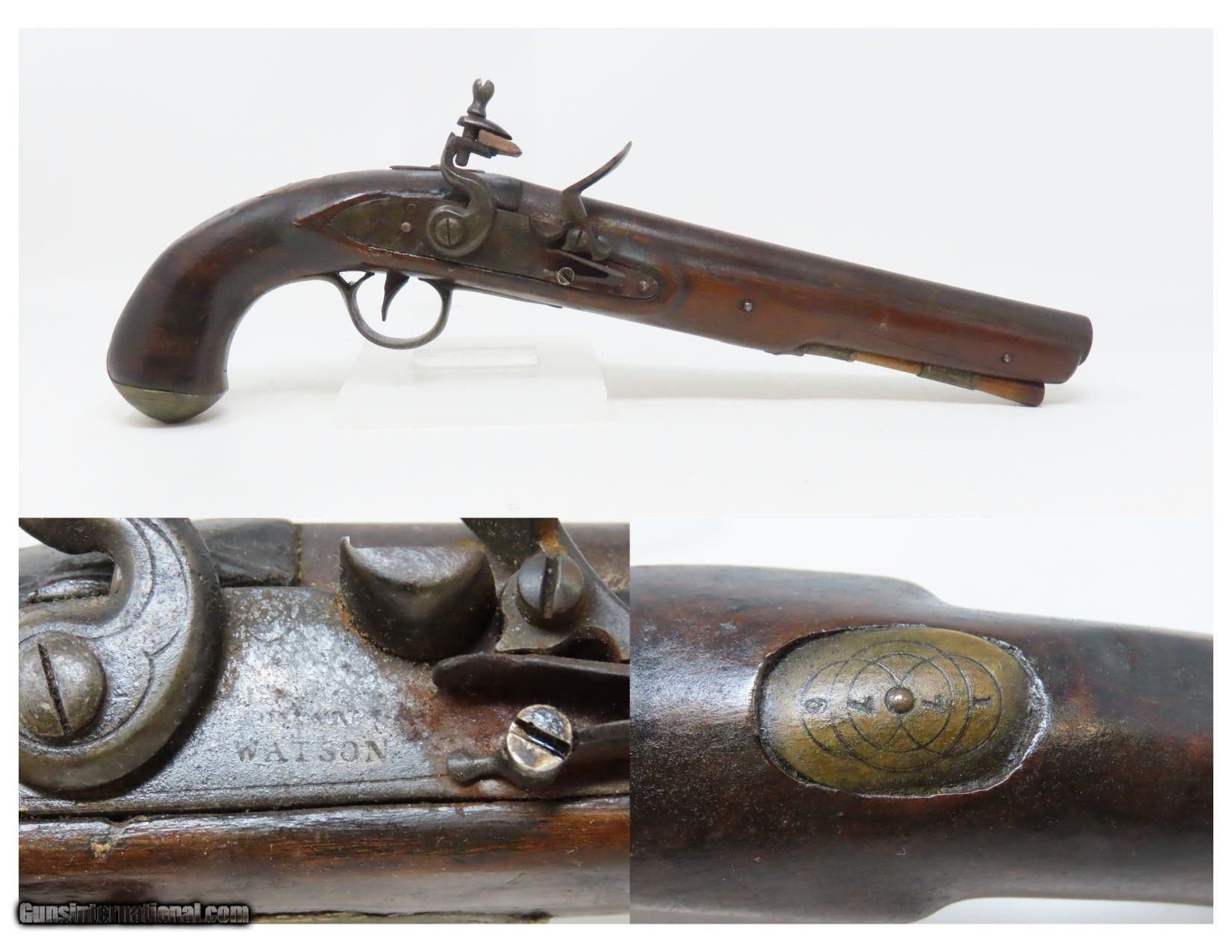 Antique Ryan & Watson LIGHT DRAGOON .65 Flintlock CAVALRY Pistol 1776 ...