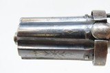 GOLD & SILVER Inlaid Antique BELGIAN 7mm Pinfire PEPPERBOX Revolver FOLDING TRIGGER 6-Shot Revolver w/IVORY GRIP - 7 of 16