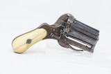 GOLD & SILVER Inlaid Antique BELGIAN 7mm Pinfire PEPPERBOX Revolver FOLDING TRIGGER 6-Shot Revolver w/IVORY GRIP - 14 of 16